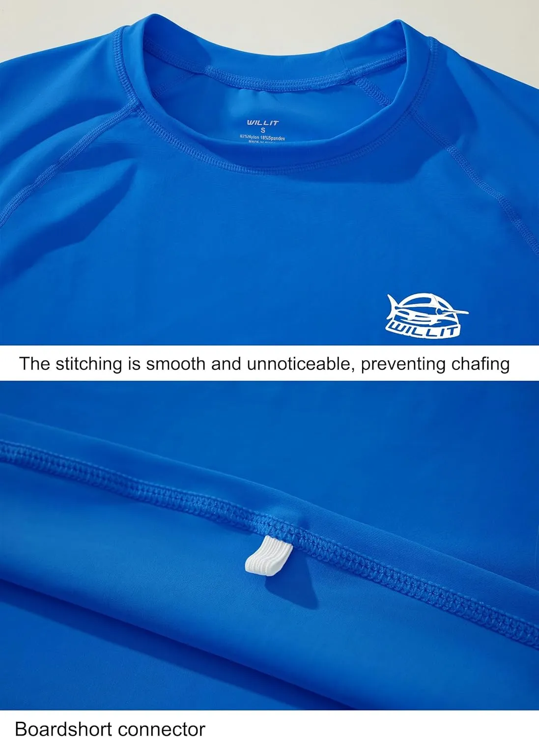 Willit Men's Rash Guard Swim Shirts SPF Water Shirt Long Sleeve UPF 50  Sun Protection Loose Fit Quick Dry