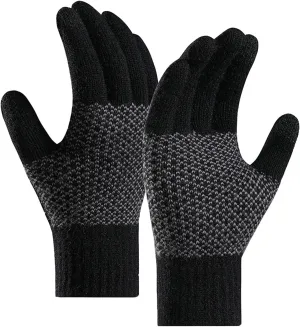 Winter Gloves for Men Women Winter Gloves Thermal Warm Fleece Knit Gloves Touch Screen Gloves for Cold Weather Ski Glove with Thermal Lining Anti-Slip Fleece Insulated Capable Winter Gloves