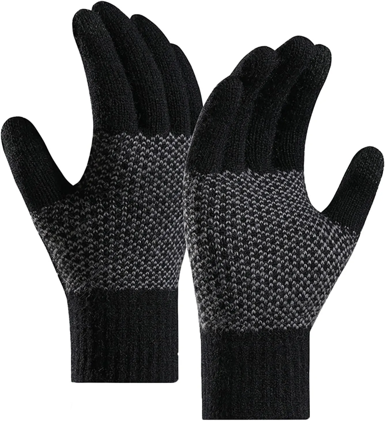 Winter Gloves for Men Women Winter Gloves Thermal Warm Fleece Knit Gloves Touch Screen Gloves for Cold Weather Ski Glove with Thermal Lining Anti-Slip Fleece Insulated Capable Winter Gloves
