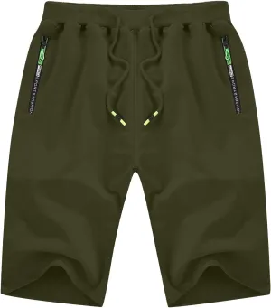 YTD Men's Shorts Casual Classic Fit Drawstring Summer Beach Shorts with Elastic Waist and Pockets