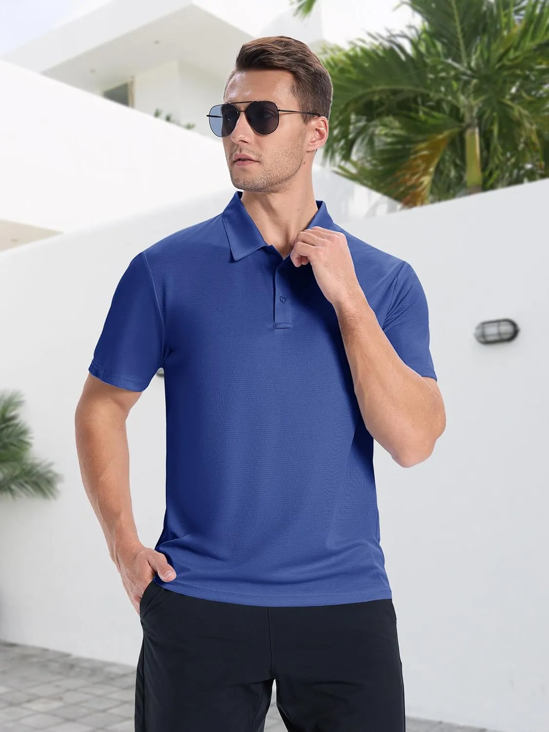 ZITY Mens Polo Shirts Short Sleeve Performance Moisture Wicking Work Golf Shirt